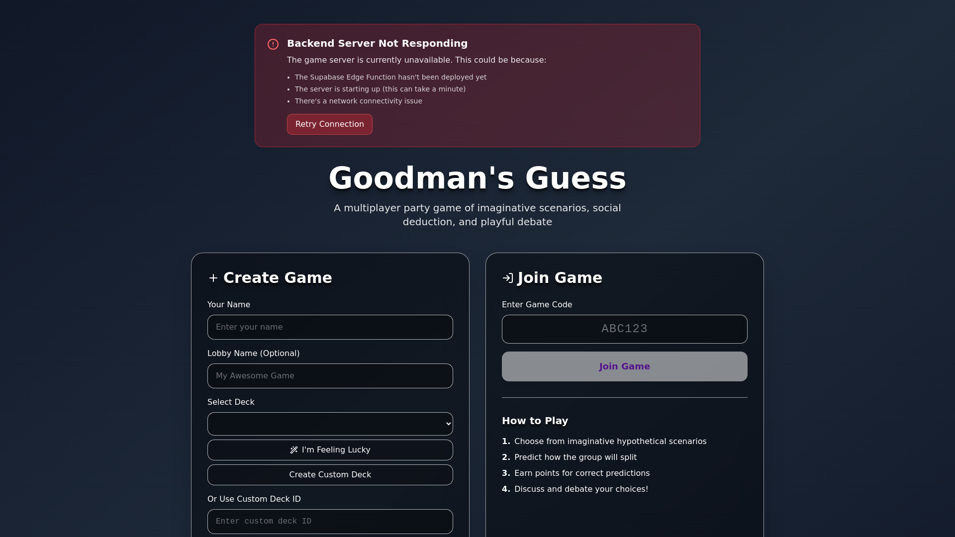 website screenshot of https://goodmansguess.com/