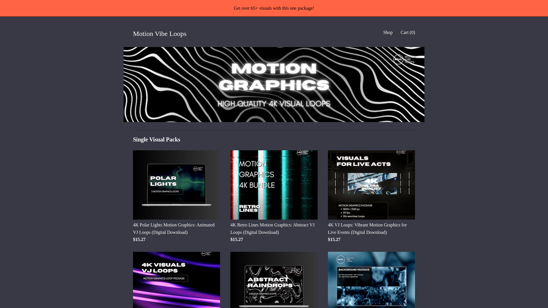 website screenshot of https://motionvibeloops.com/