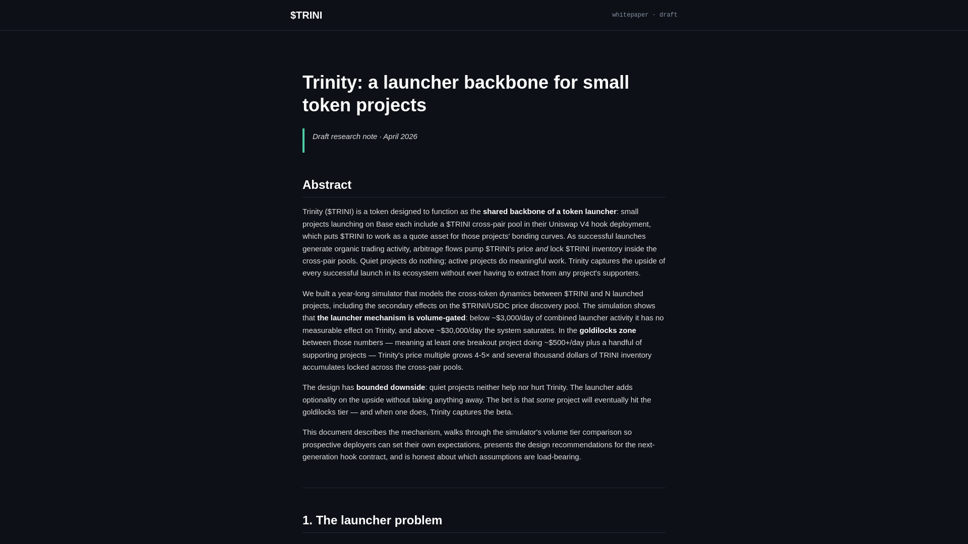 website screenshot of https://trinity-whitepaper.pages.dev/