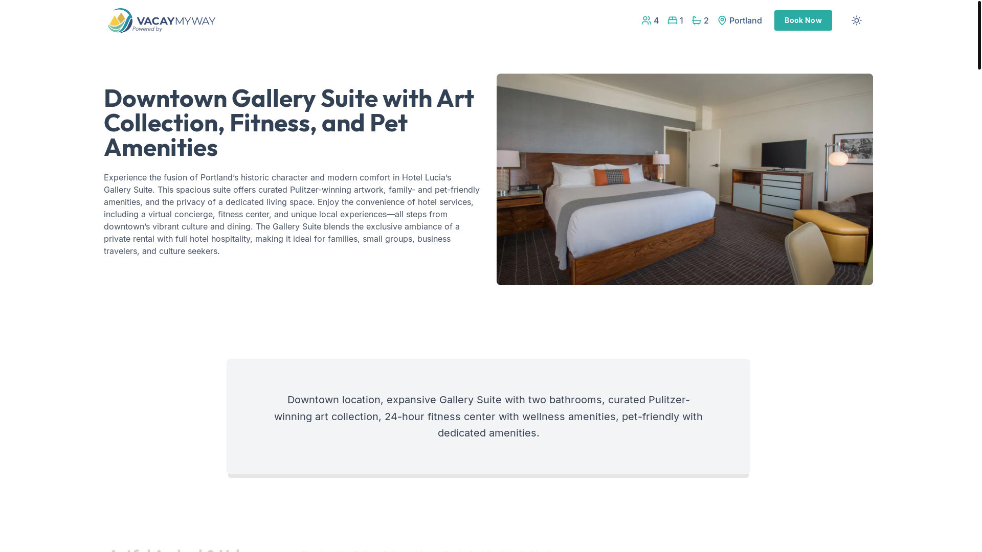 website screenshot of https://vibrantportland.vacations/