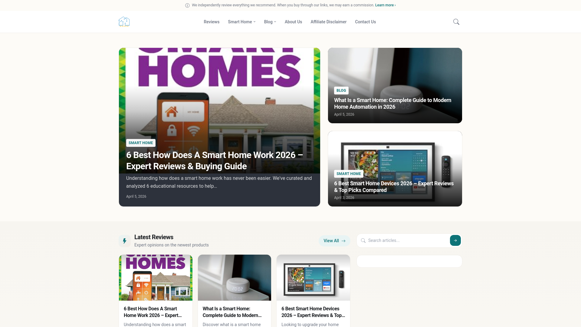 website screenshot of https://smarthomepicklist.com