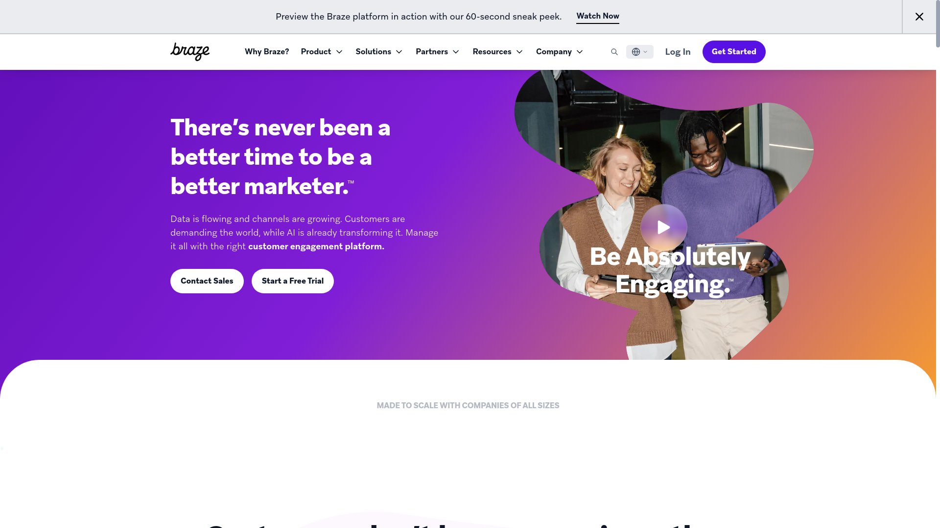 website screenshot of https://braze.com