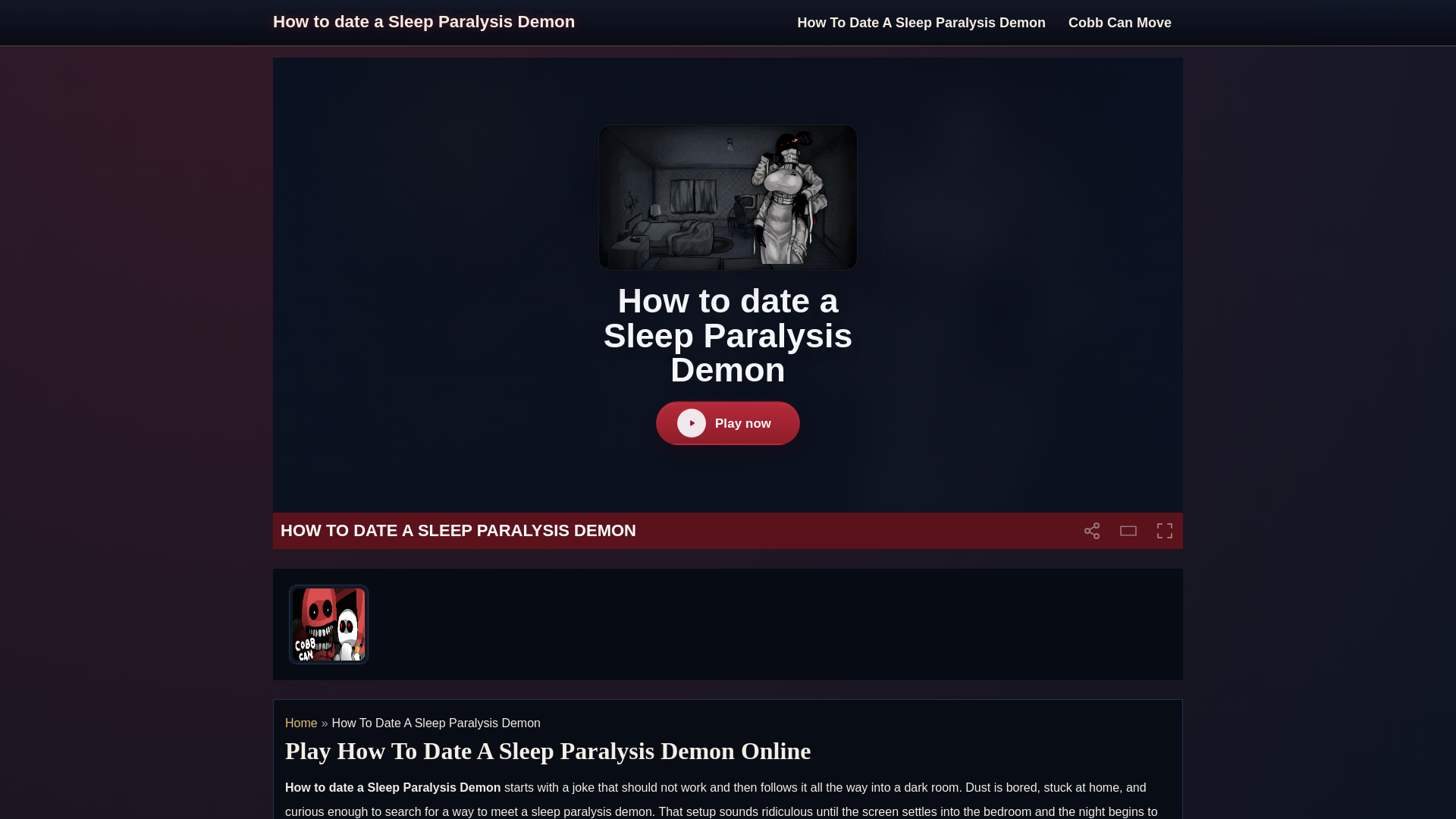 website screenshot of https://howtodateasleepparalysisdemon.com/