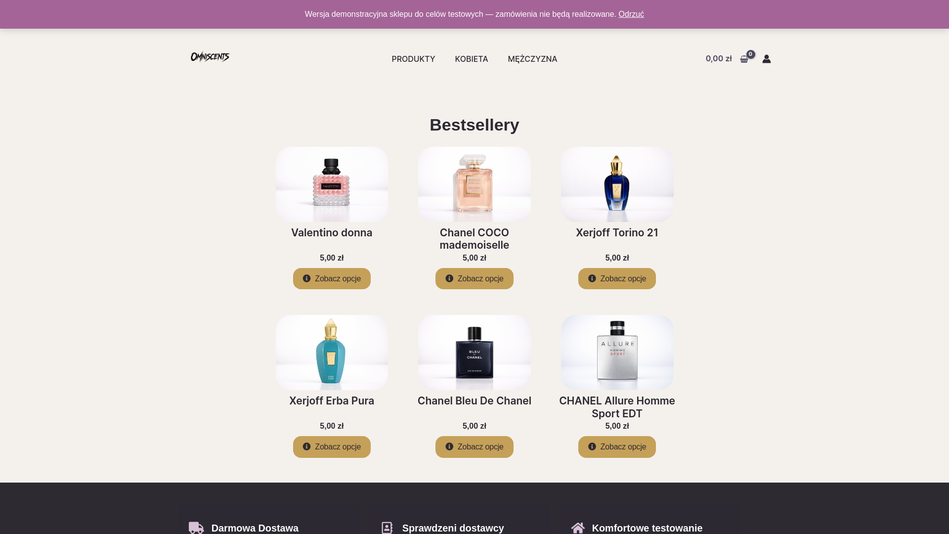 website screenshot of https://omniscents.pl