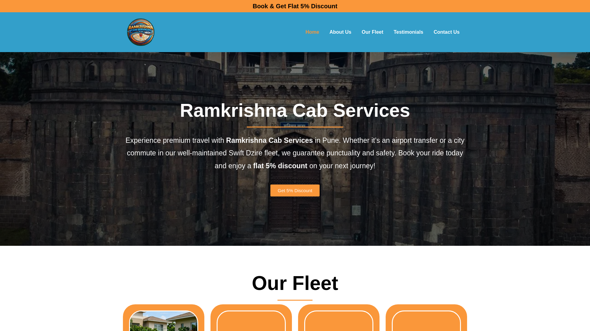 website screenshot of https://ramkrishnacabservices.site/
