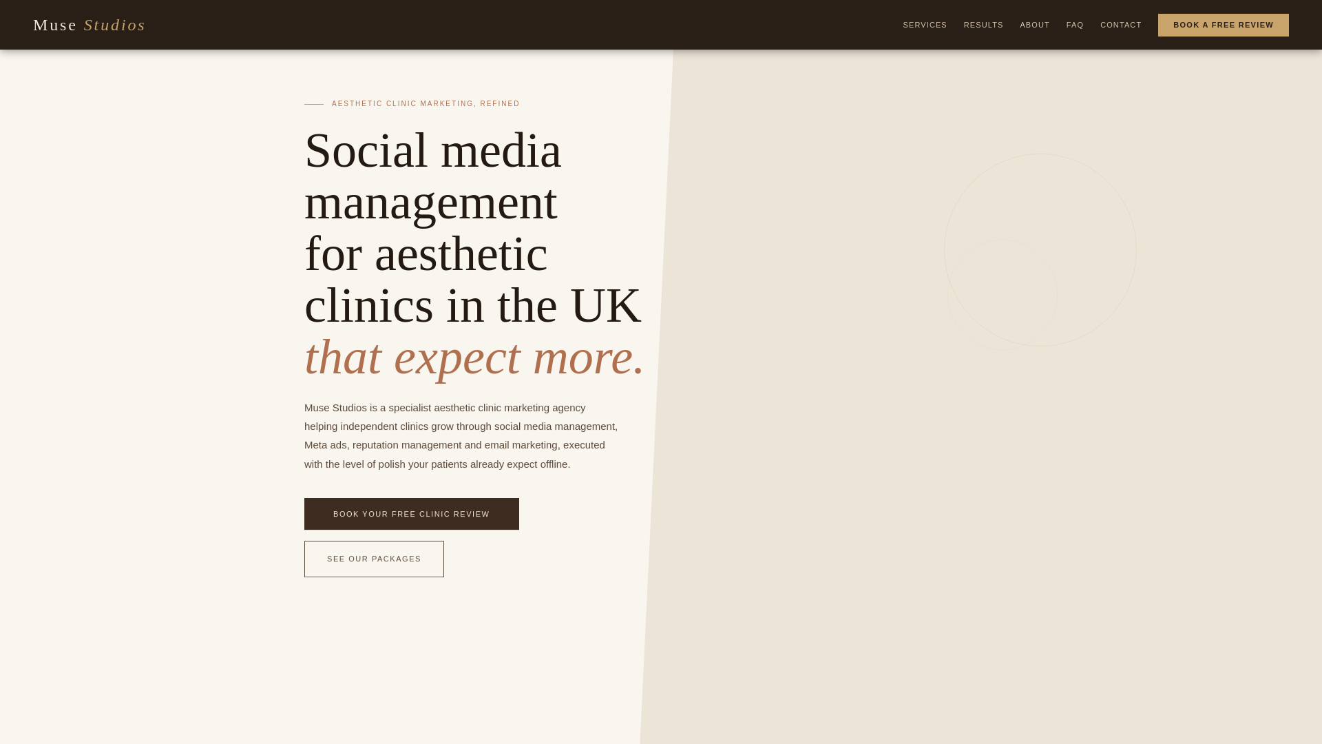website screenshot of https://musestudios.uk/
