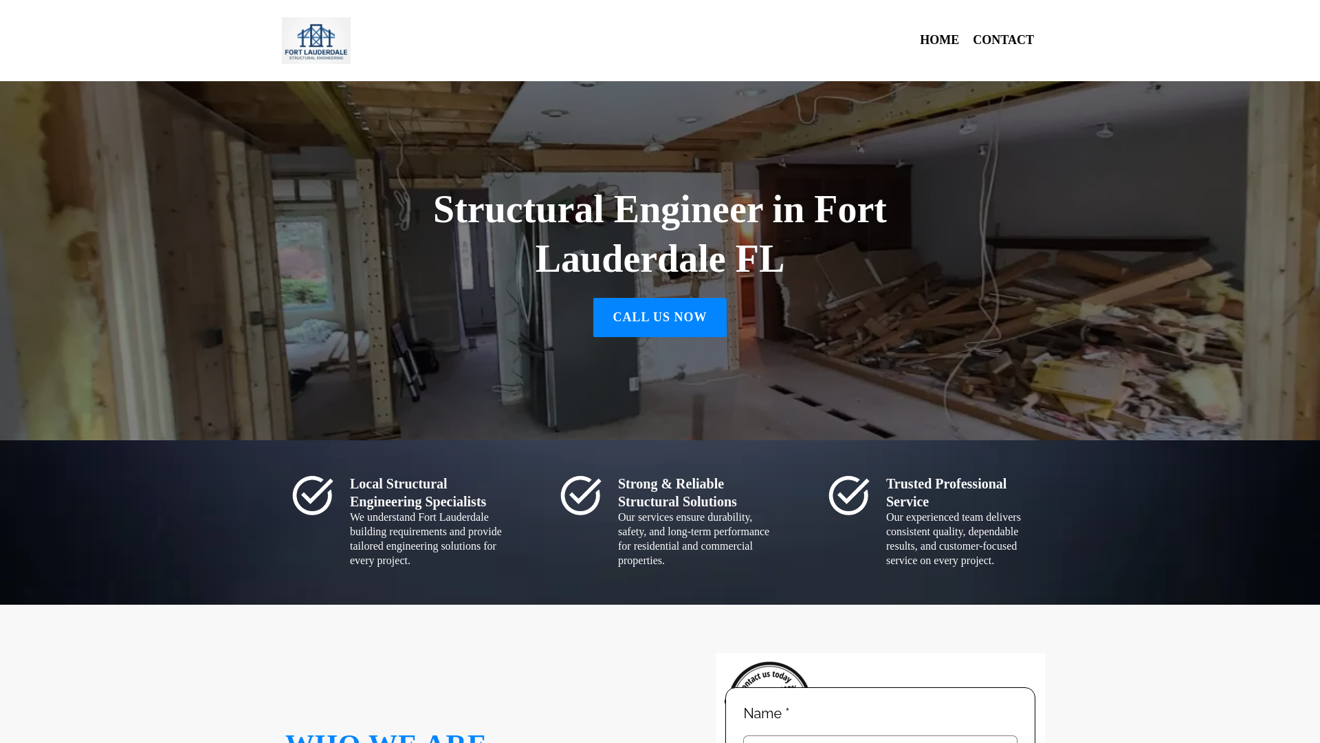 website screenshot of https://fortlauderdalestructuralengineering.com