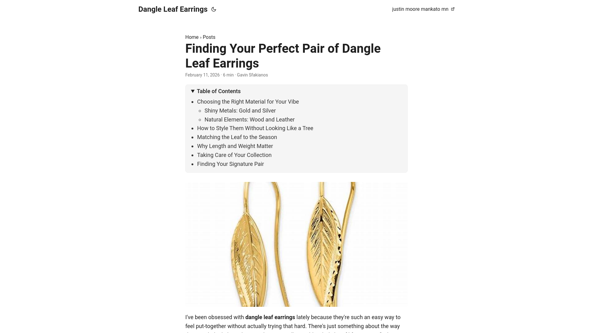 website screenshot of https://dangle-leaf-earrings.pages.dev/