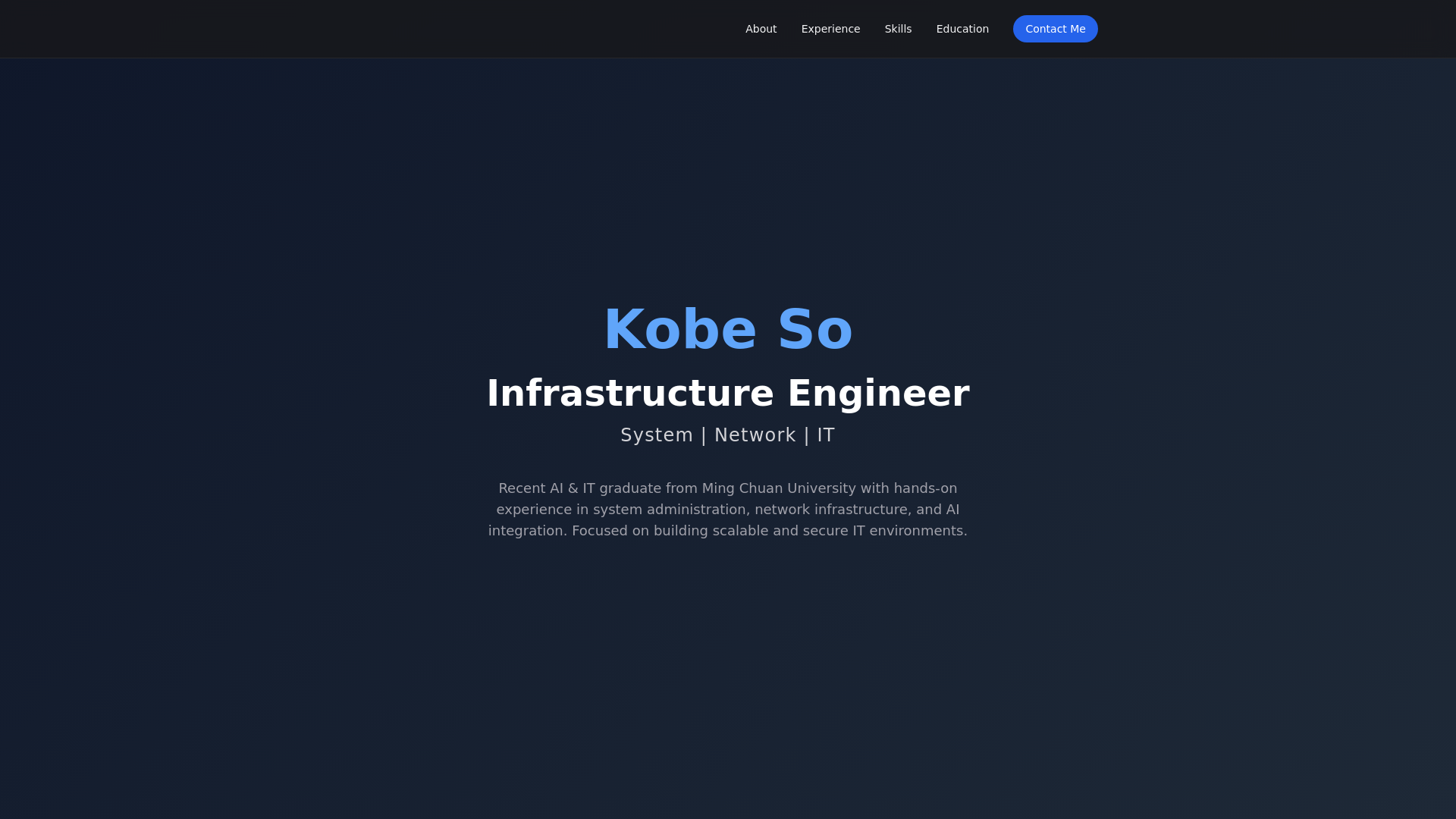 website screenshot of https://kobeso.dev
