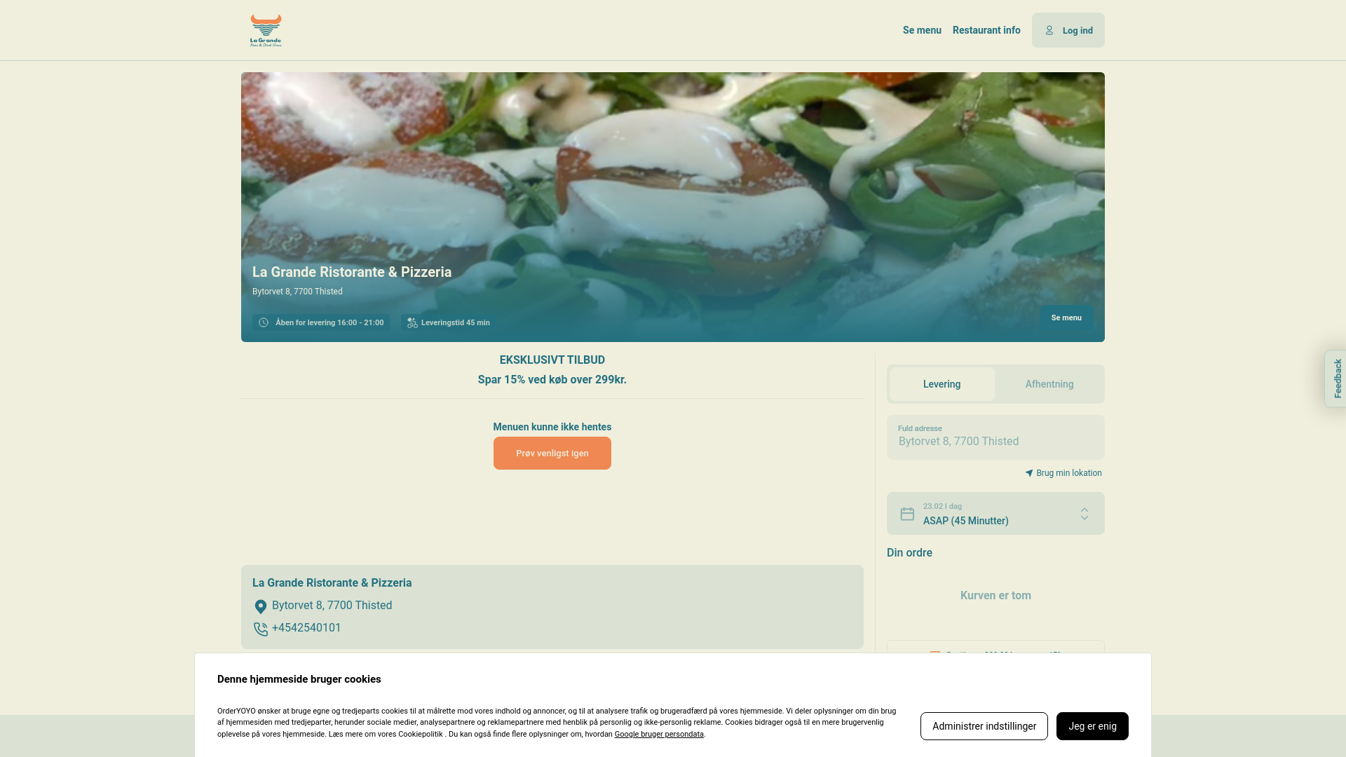 website screenshot of https://lagrande.dk/