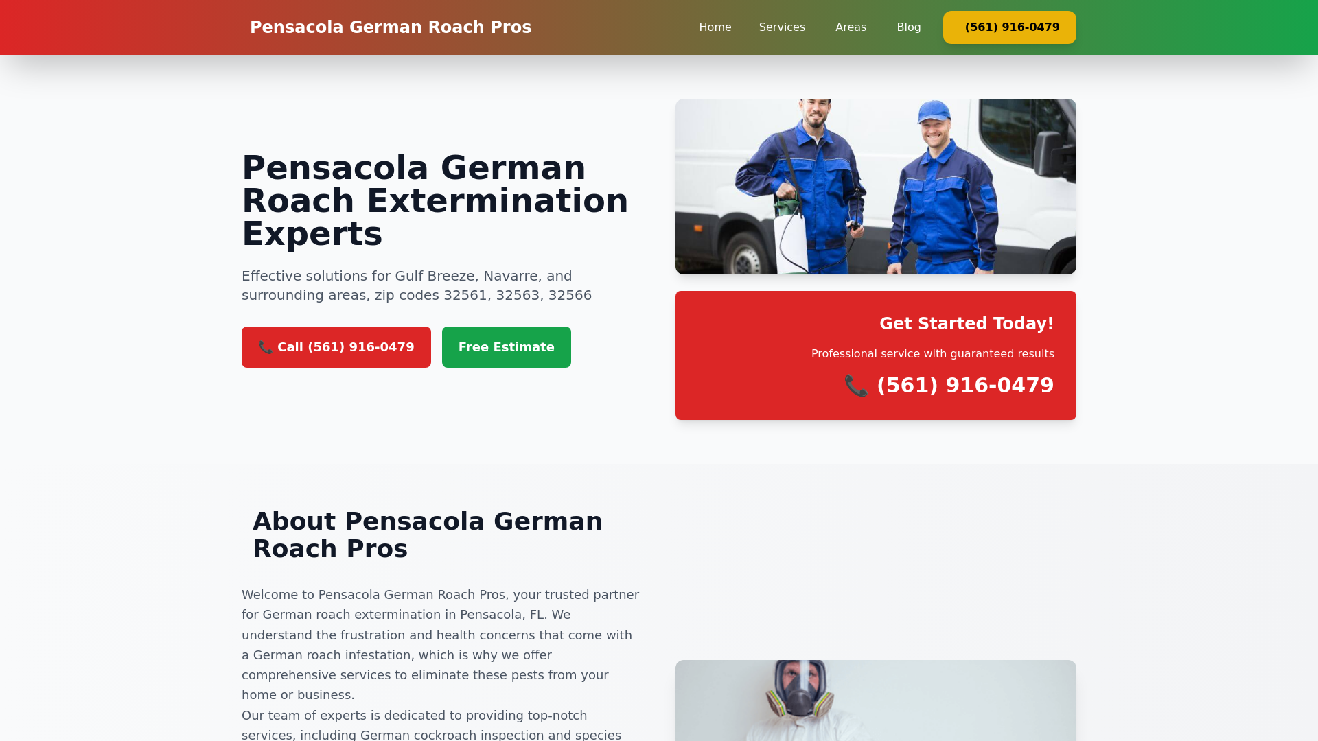 website screenshot of https://pensacola-german-roach-pros.pages.dev/
