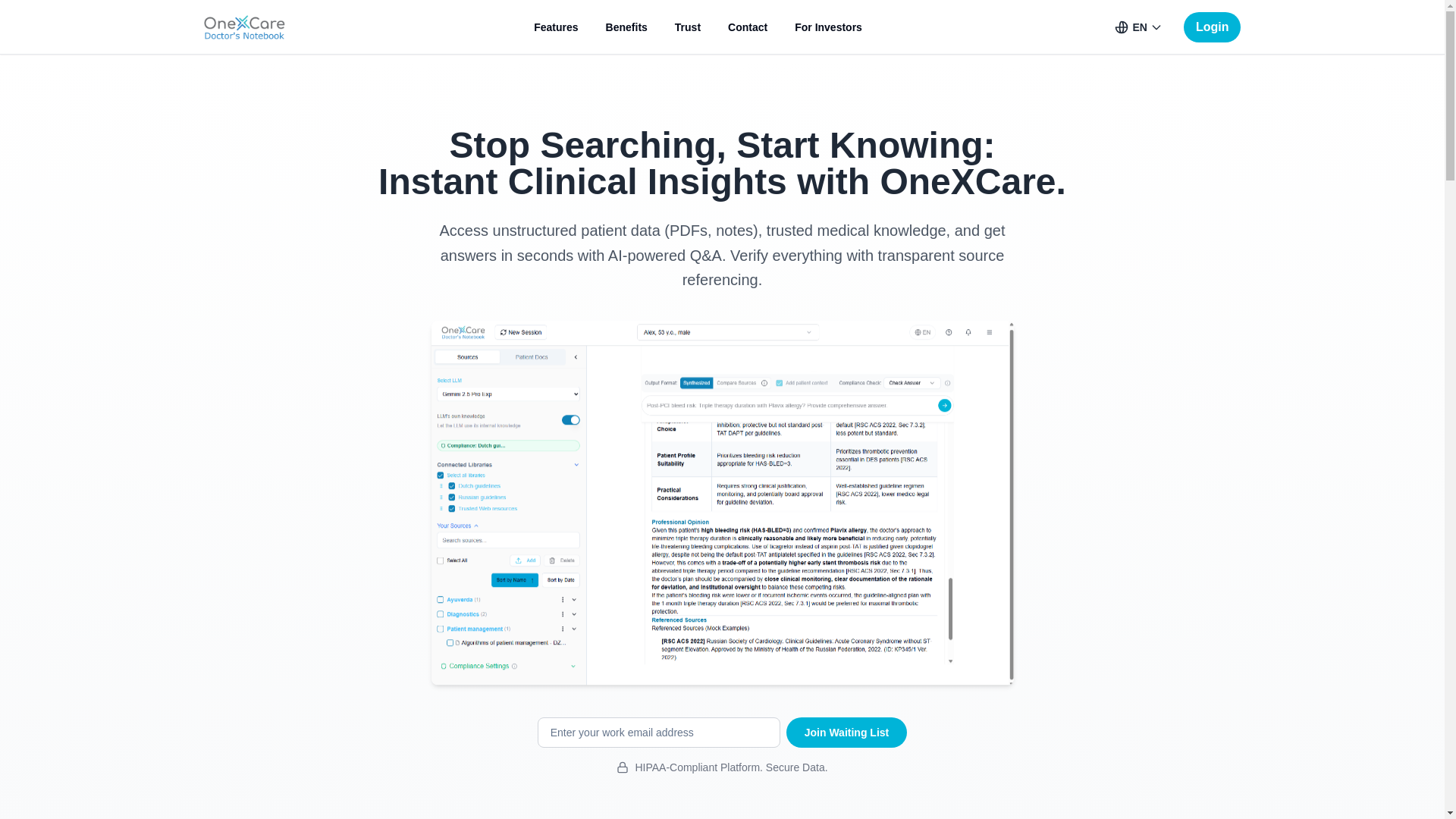 website screenshot of https://onexcare-dev.pages.dev/