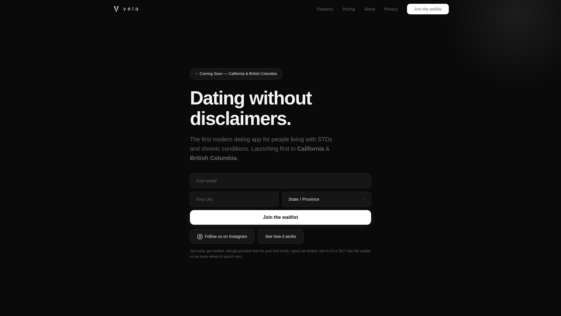 website screenshot of https://veladate.com
