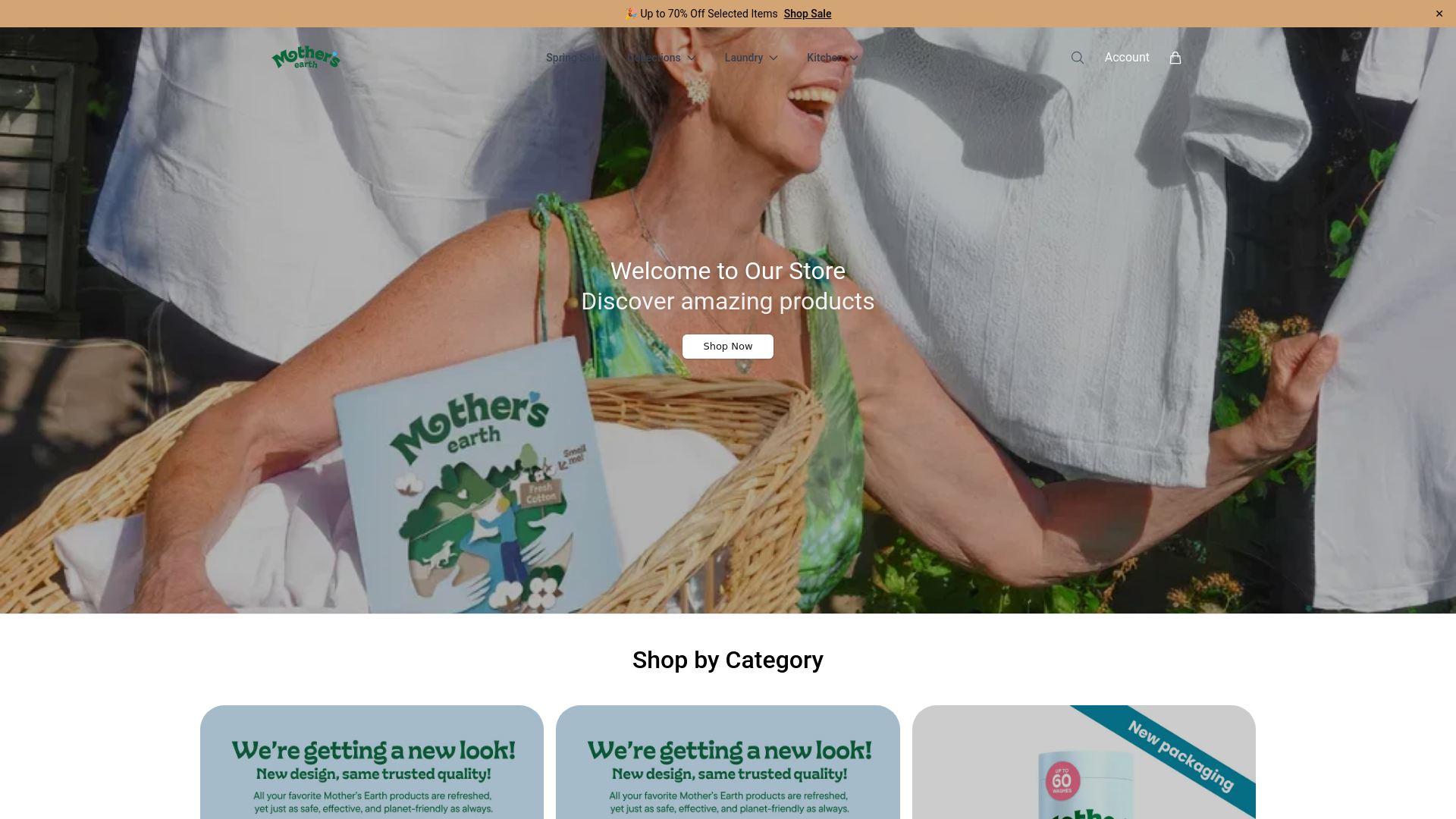 website screenshot of https://mothersearthhq.shop/