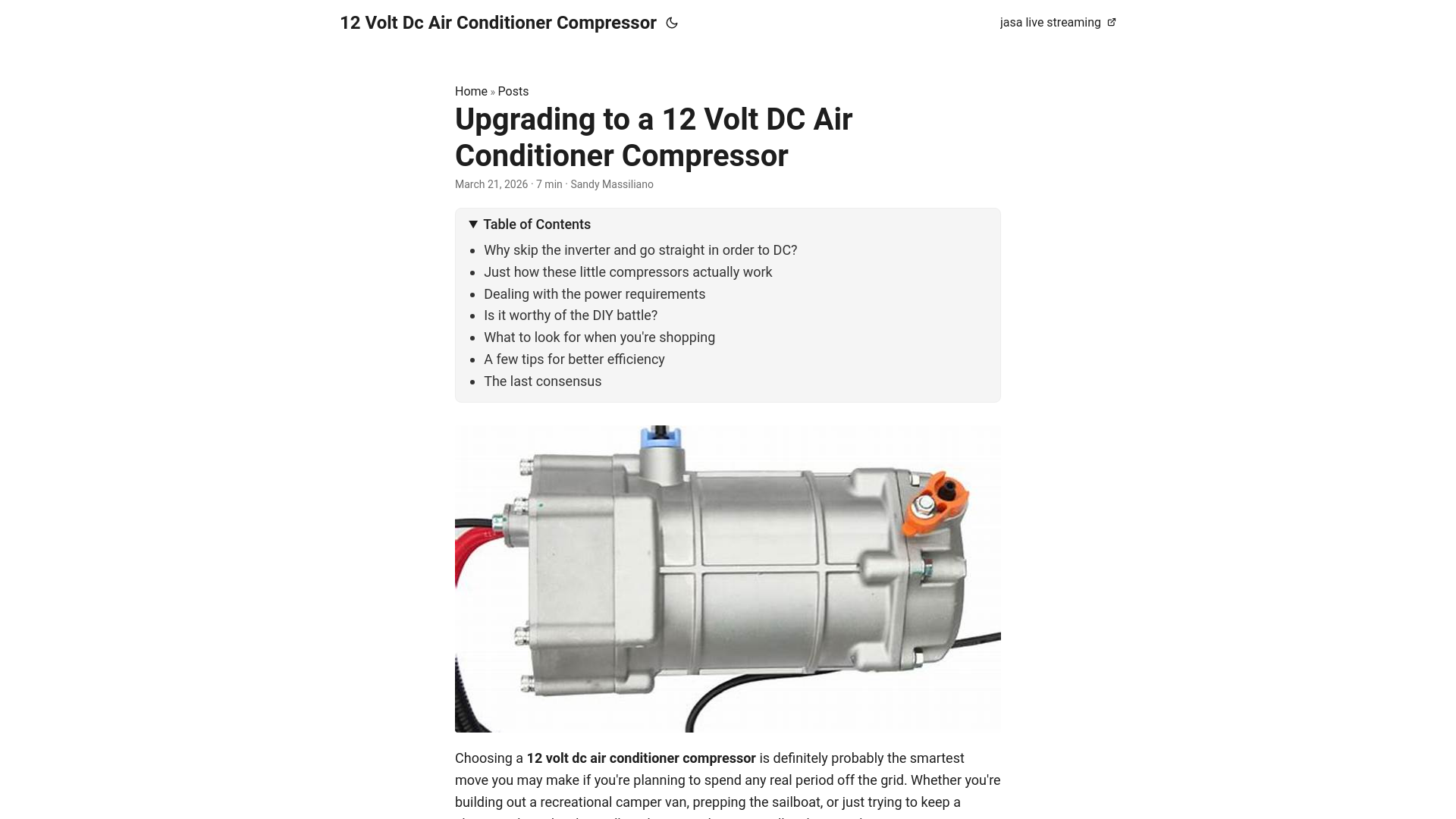website screenshot of https://12-volt-dc-air-conditioner-compressor.pages.dev/
