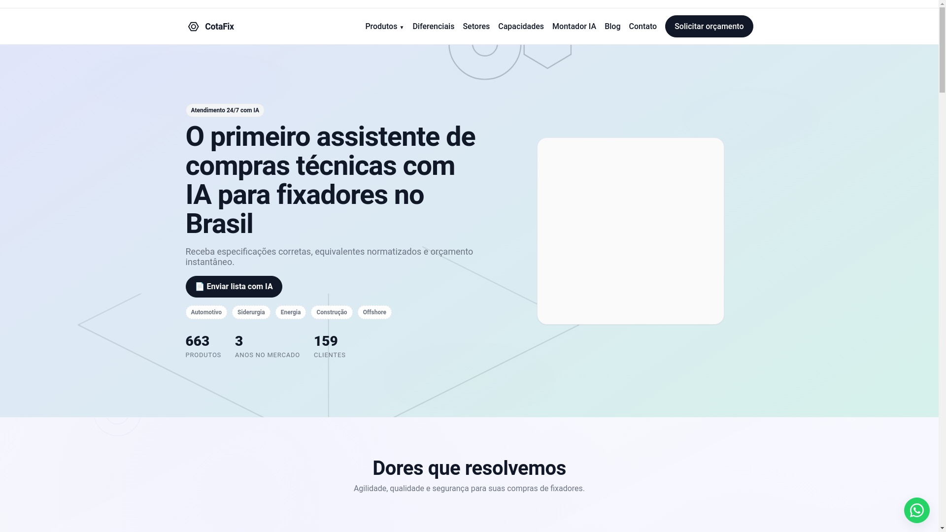 website screenshot of https://cotafix.com.br/
