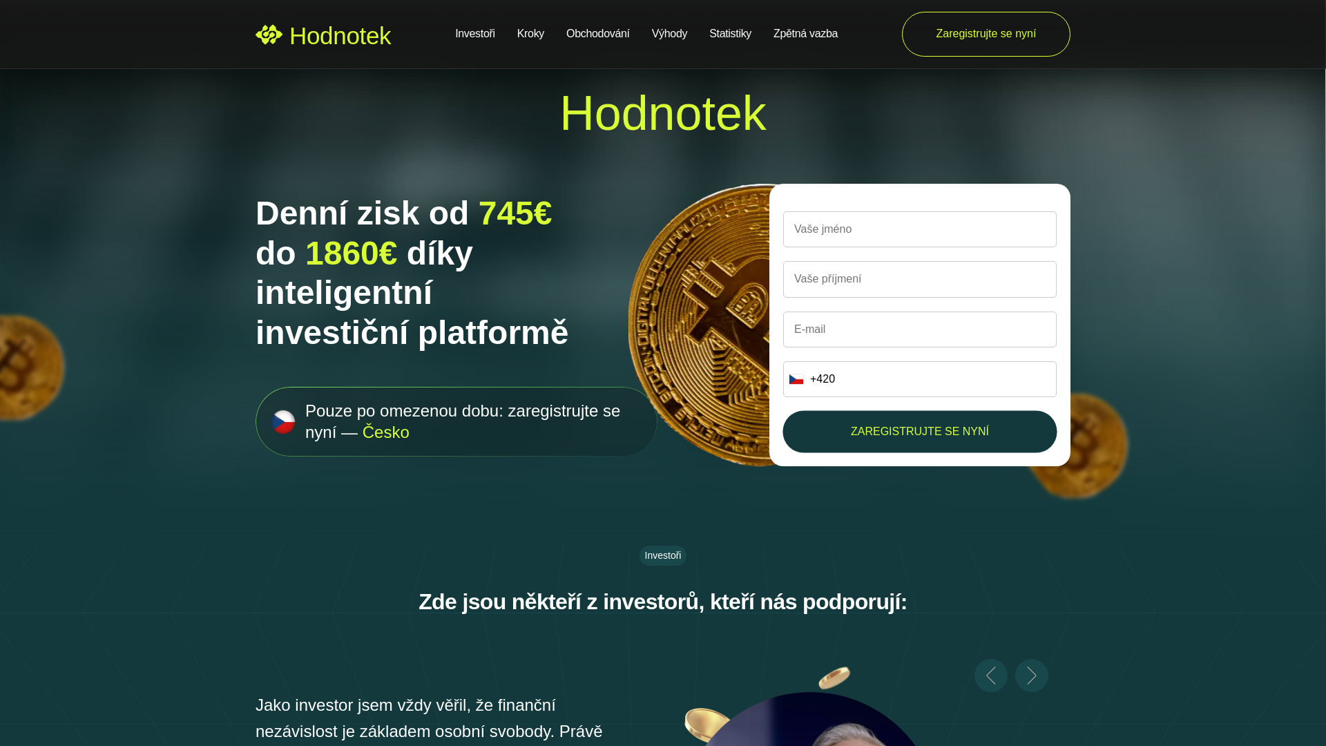 website screenshot of https://hodnotek.org