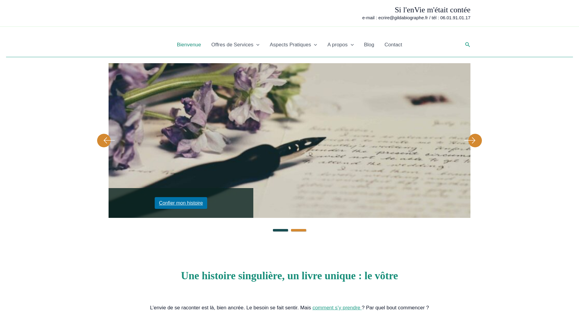website screenshot of https://gildabiographe.fr/