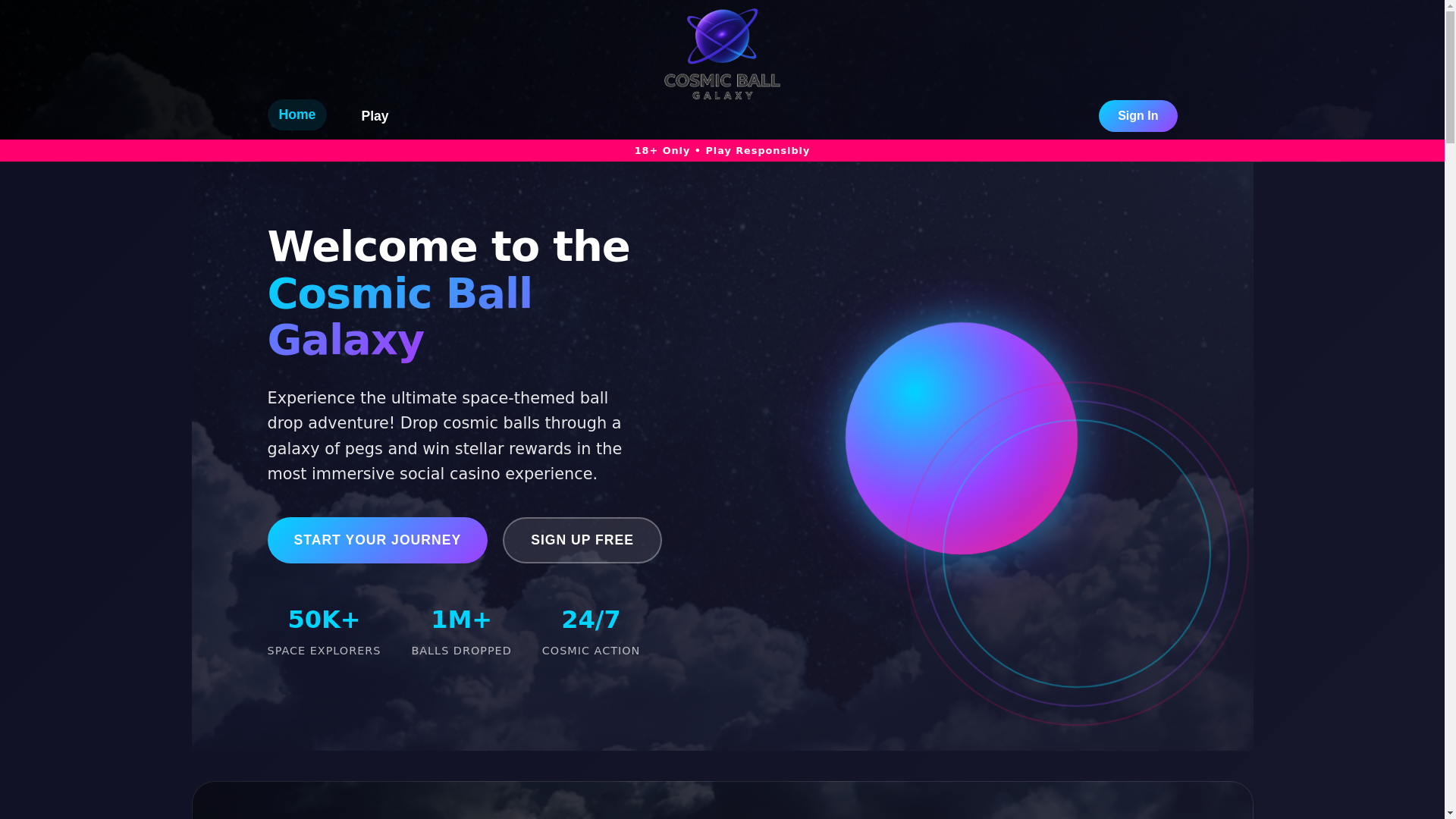 website screenshot of https://cosmicballgalaxy.net/