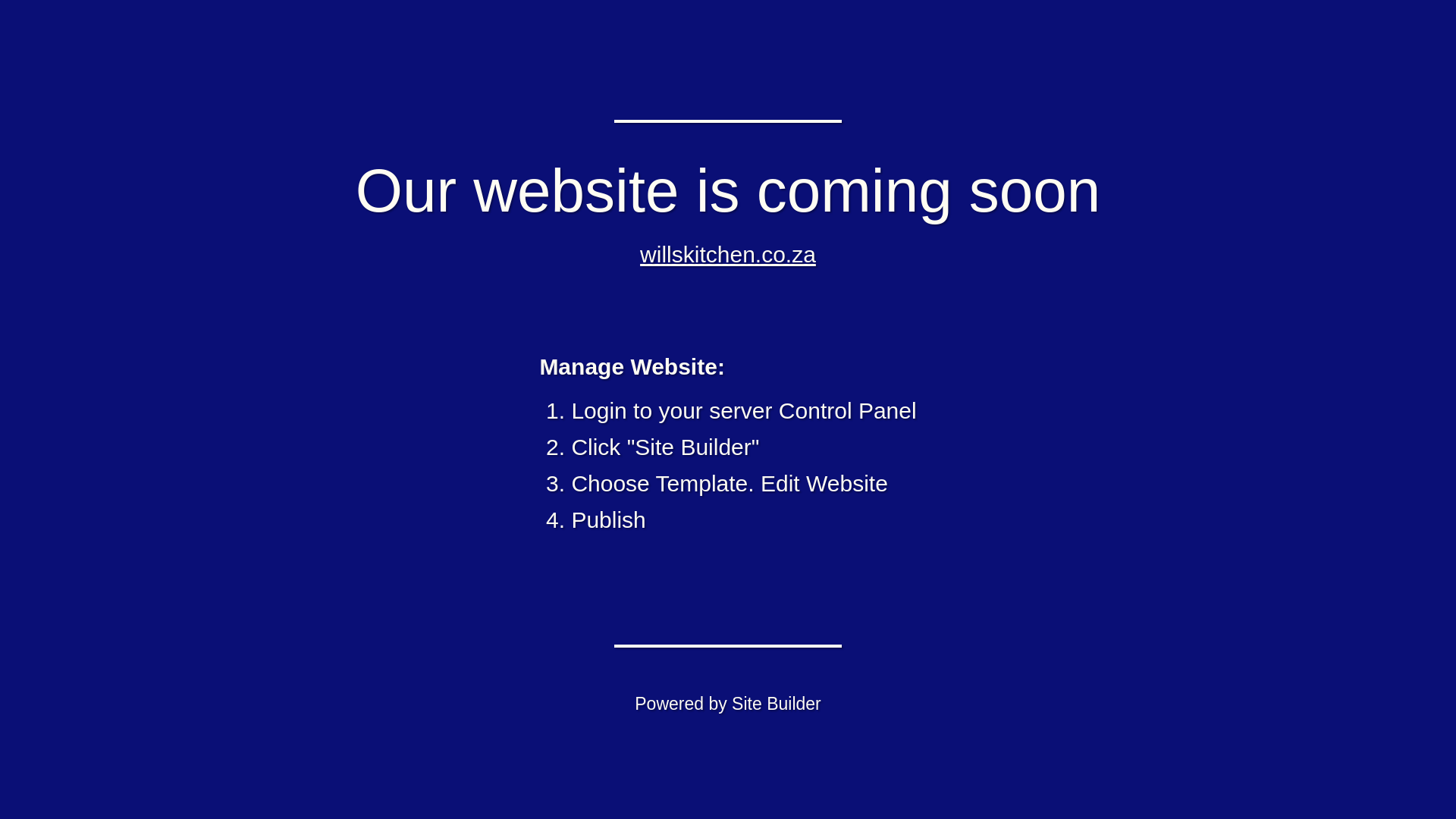 website screenshot of https://willskitchen.co.za/