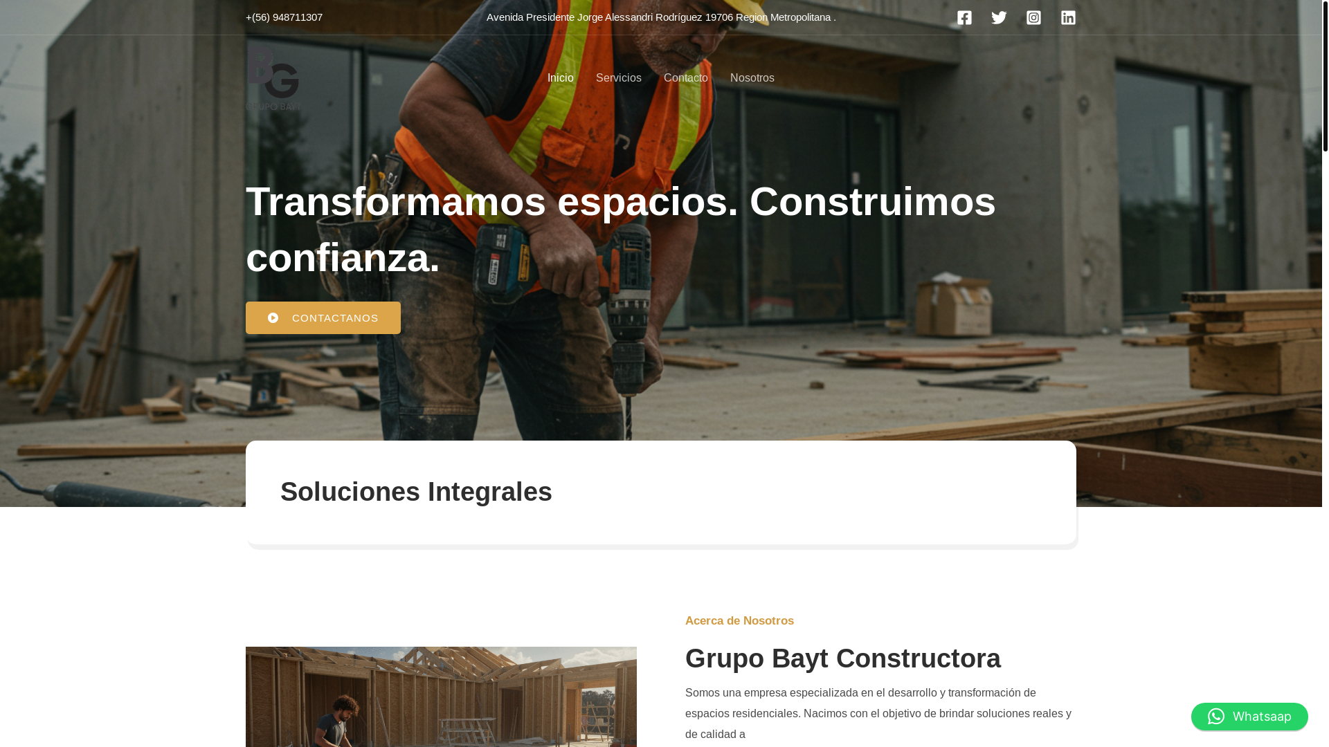 website screenshot of https://grupobaytconstructora.cl/