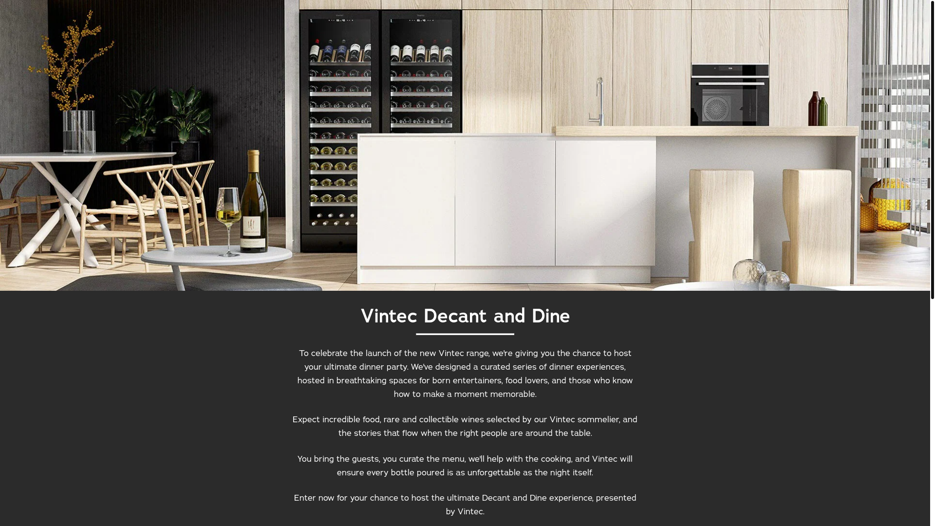 website screenshot of https://vintecdecantanddine.com/