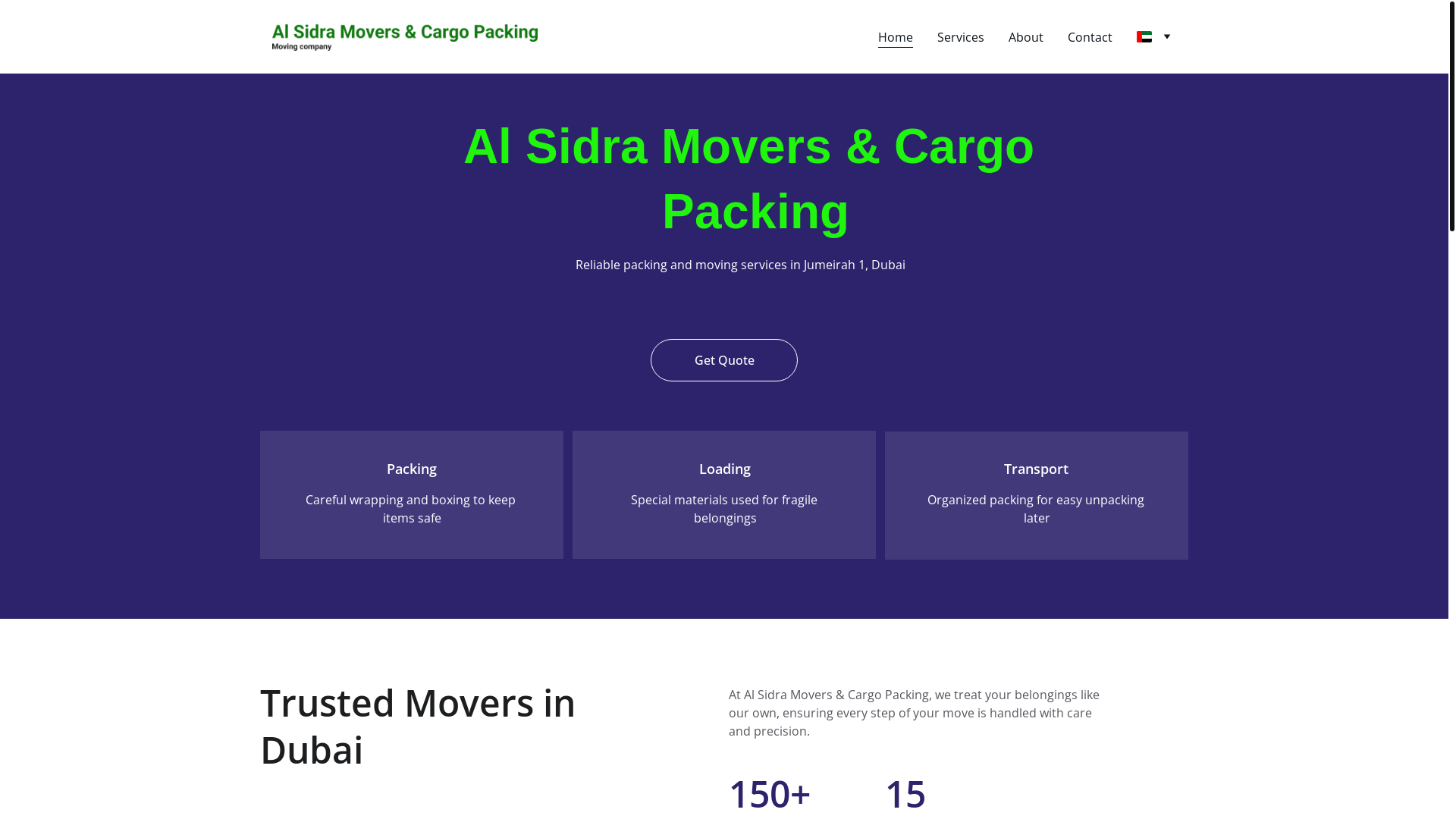 website screenshot of https://alsidramoverscargopacking.cyou/