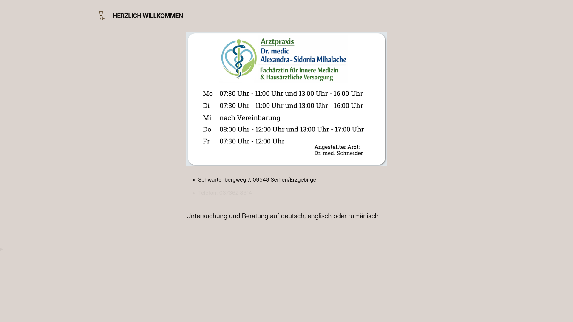 website screenshot of https://arzt-seiffen.de