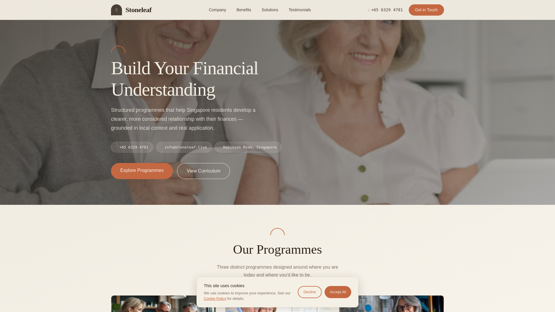 website screenshot of https://stoneleaf.live/