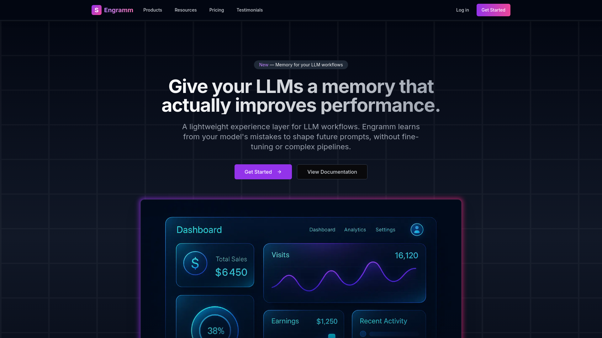 website screenshot of https://engramm.dev/