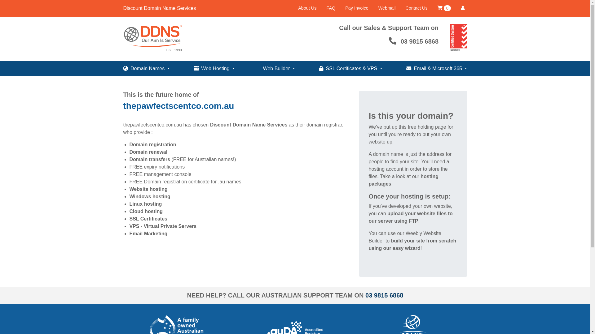 website screenshot of https://thepawfectscentco.com.au/