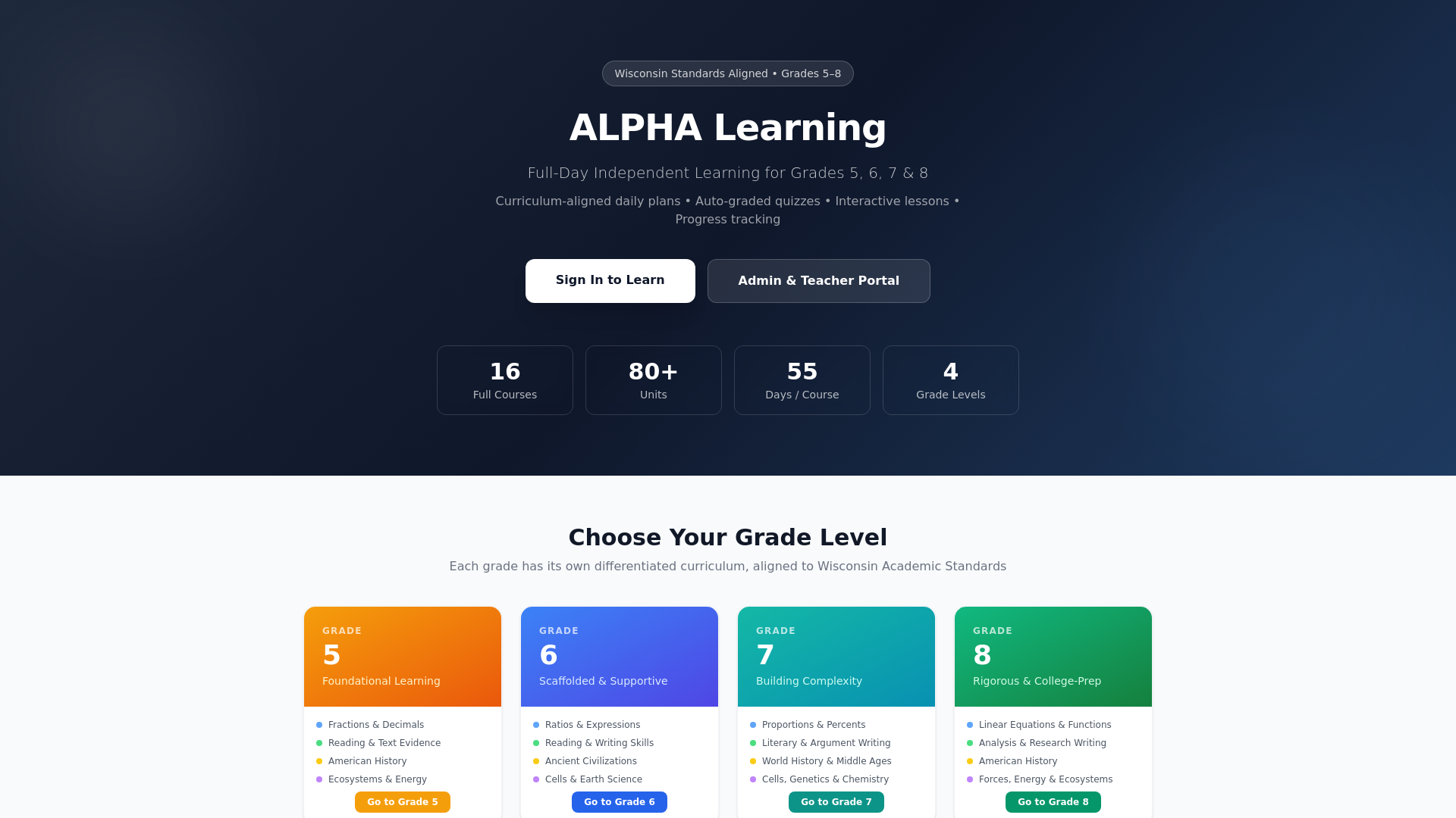 website screenshot of https://alpha-learning.pages.dev/