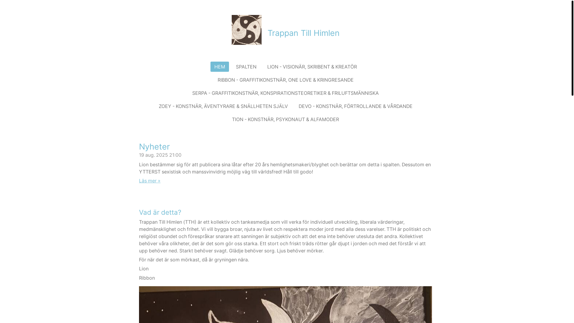 website screenshot of https://trappantillhimlen.org/