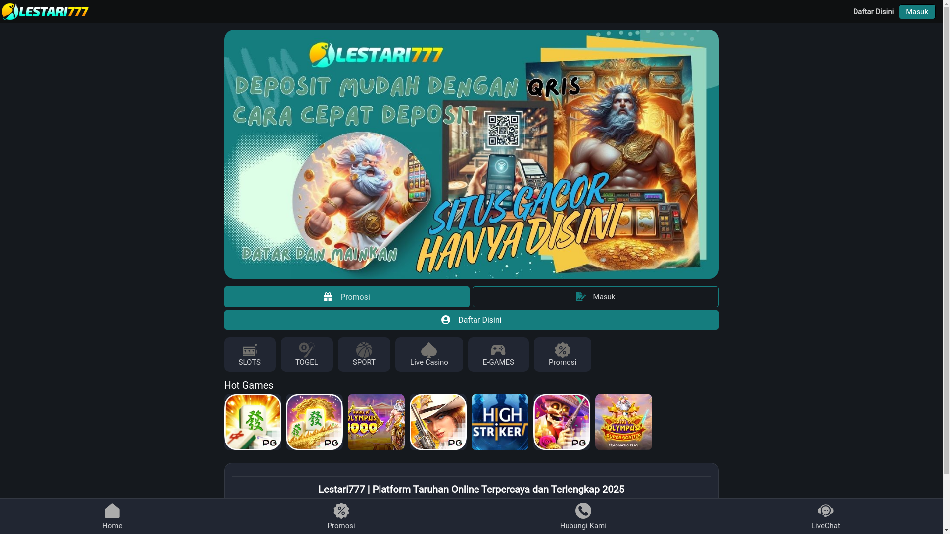 website screenshot of https://lestari777amp.pages.dev/