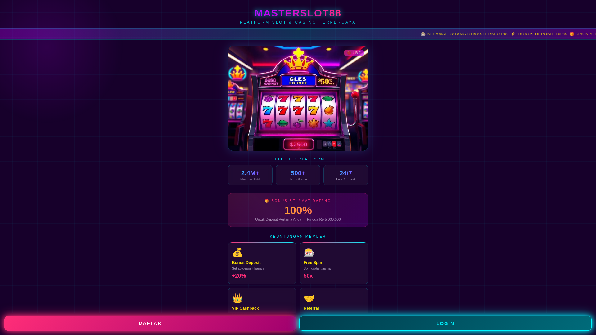 website screenshot of https://masterslot88-login.pages.dev/