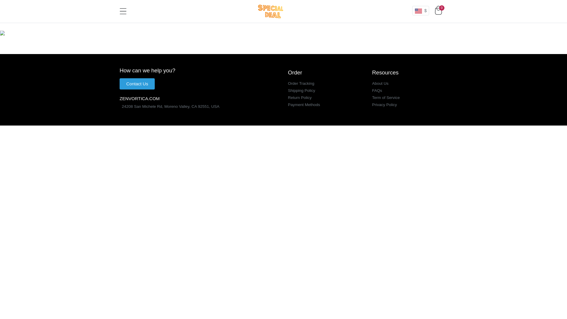website screenshot of https://zenvortica.com/