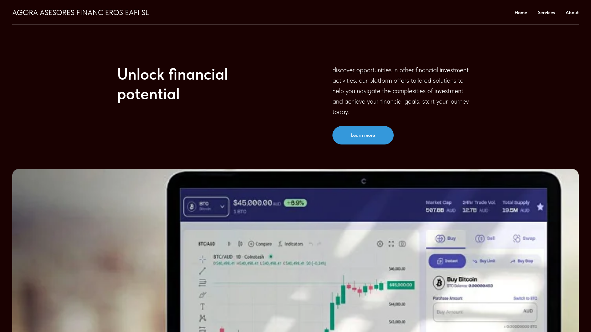 website screenshot of https://agoraasesoresfinancieroseafisl.com/
