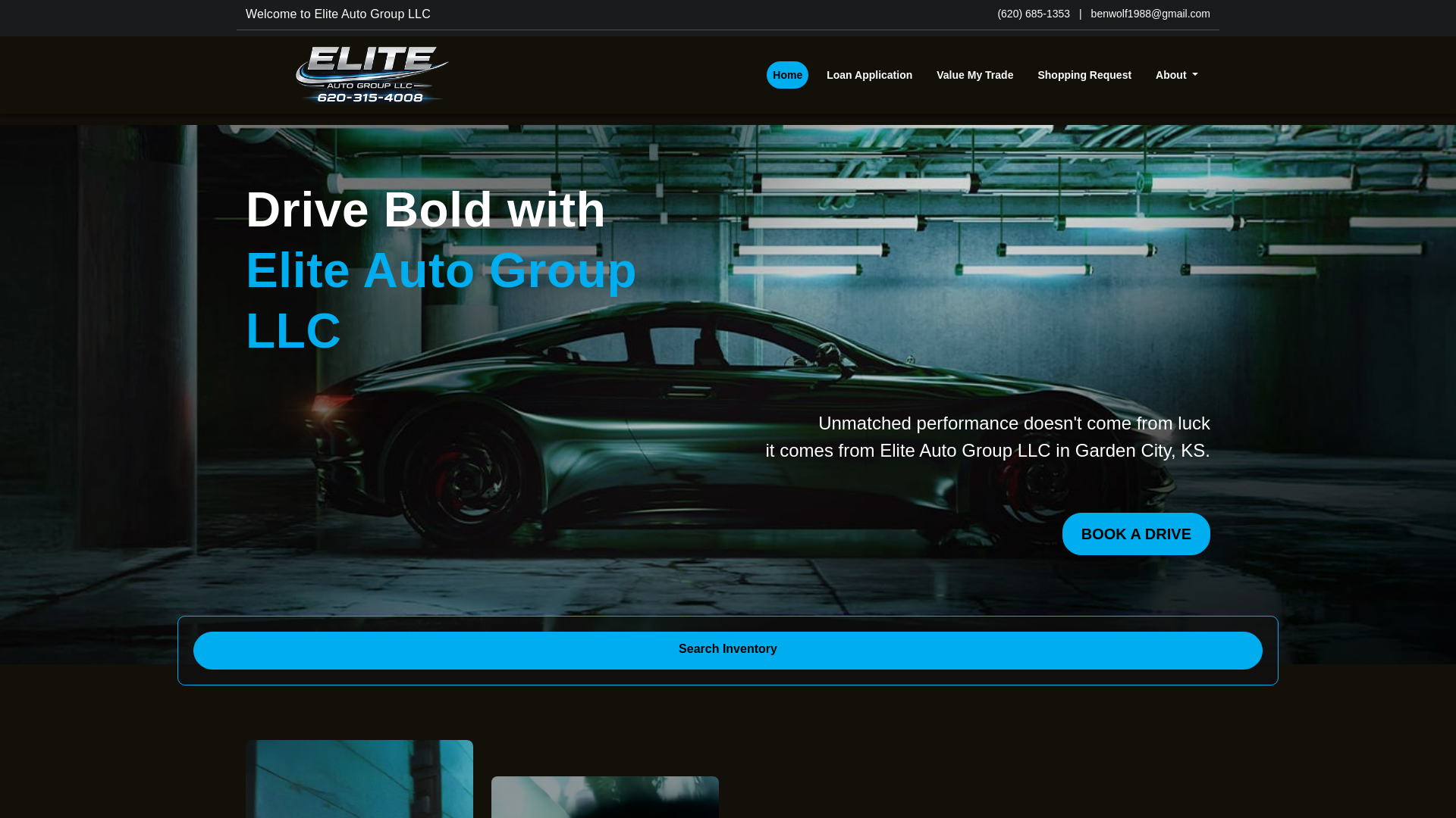 website screenshot of https://eliteautogroupks.com/