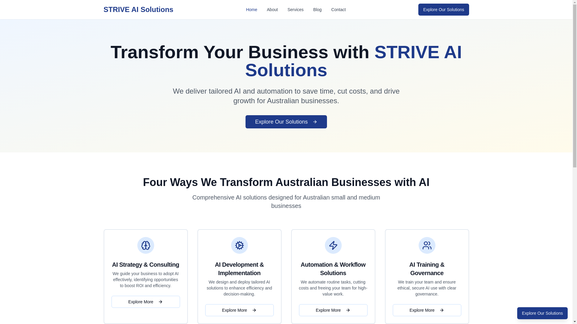 website screenshot of https://striveai.com.au/