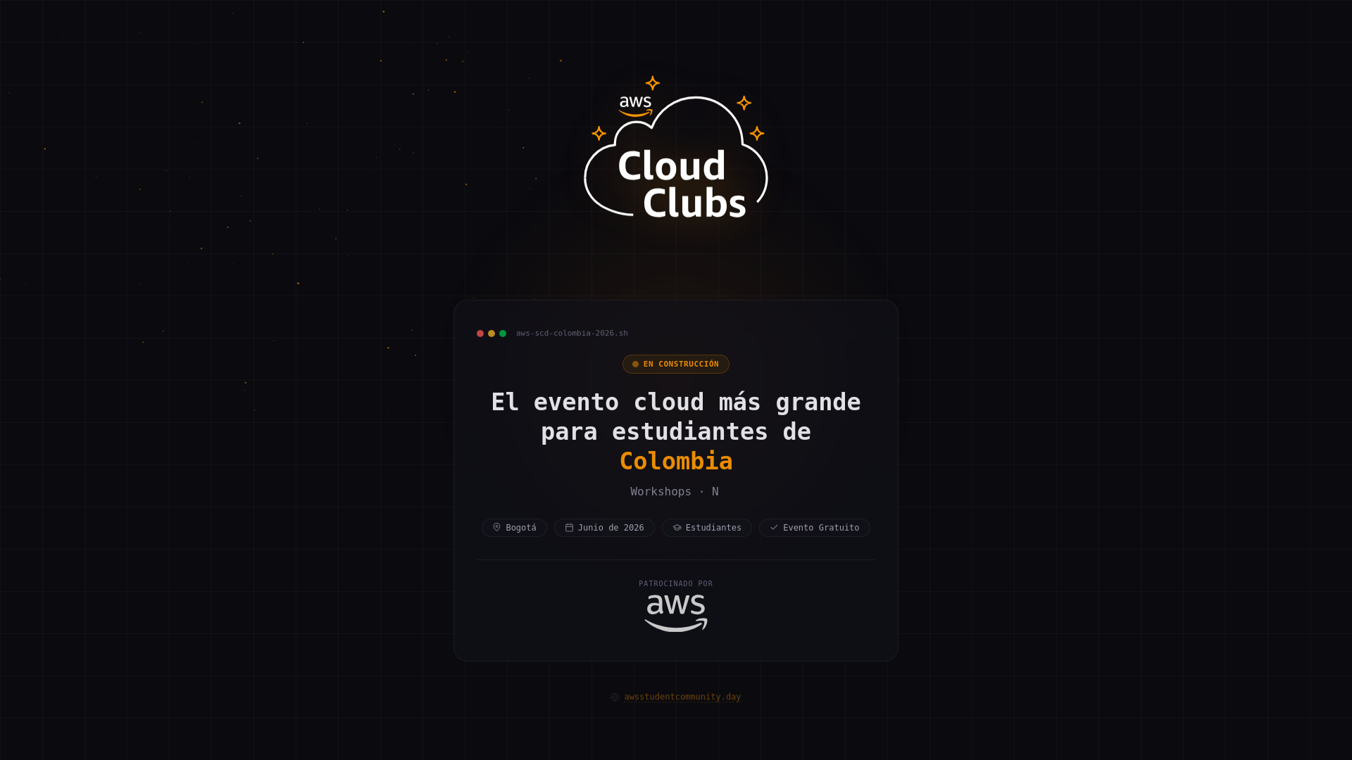 website screenshot of https://awsstudentcommunity.day/