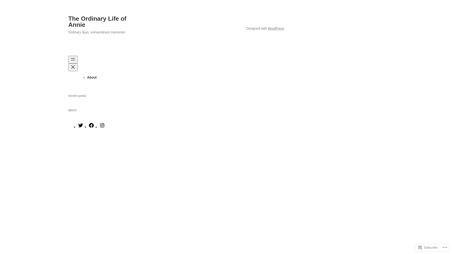 website screenshot of https://ordinaryannie.blog/