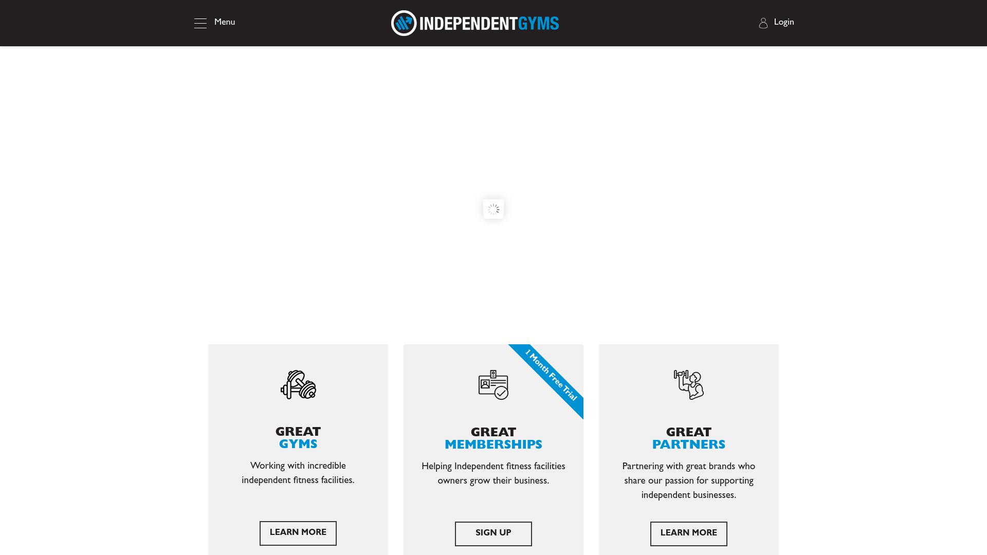website screenshot of https://independent-gyms.co.uk