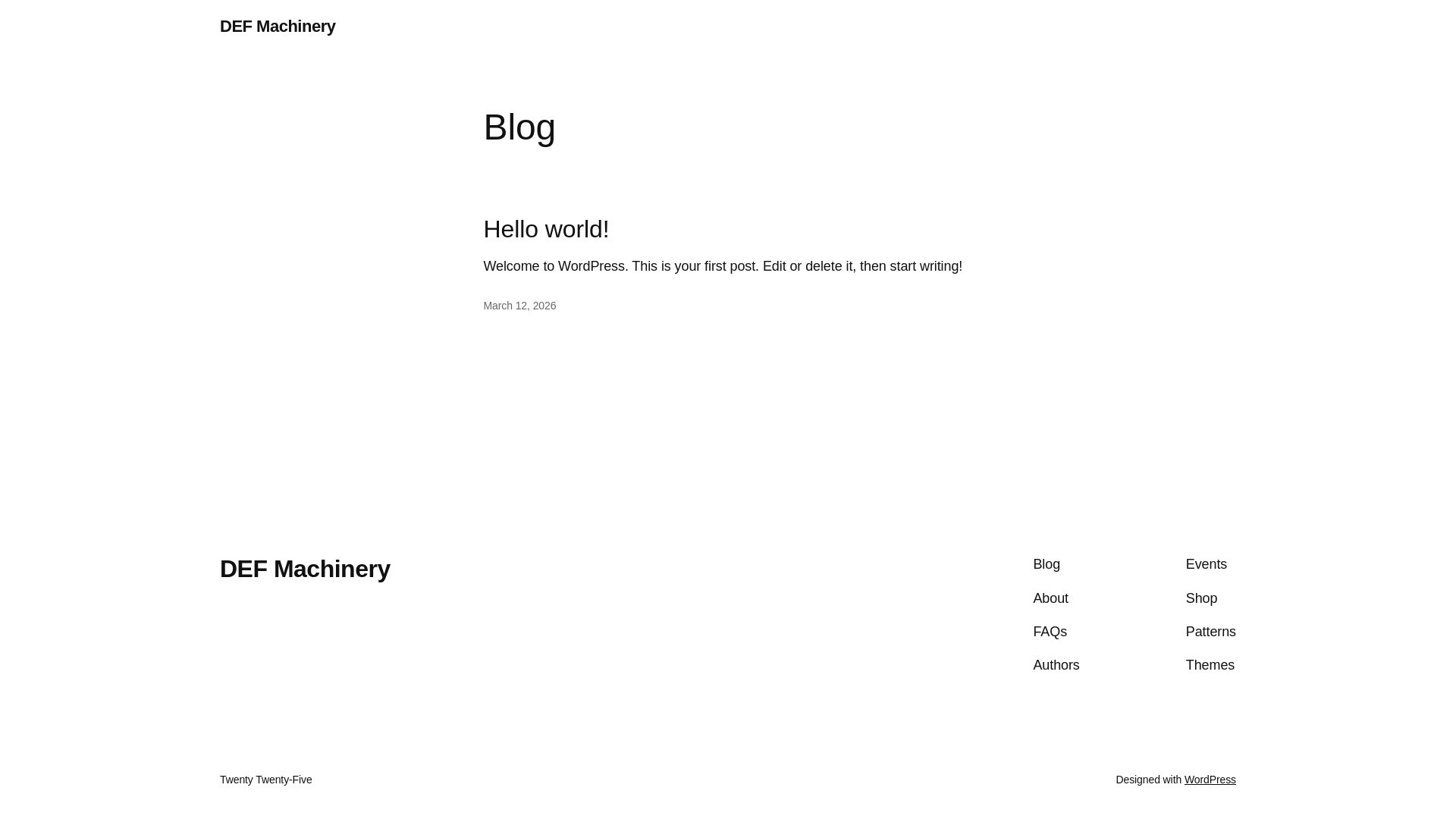 website screenshot of https://defmachinery.com/