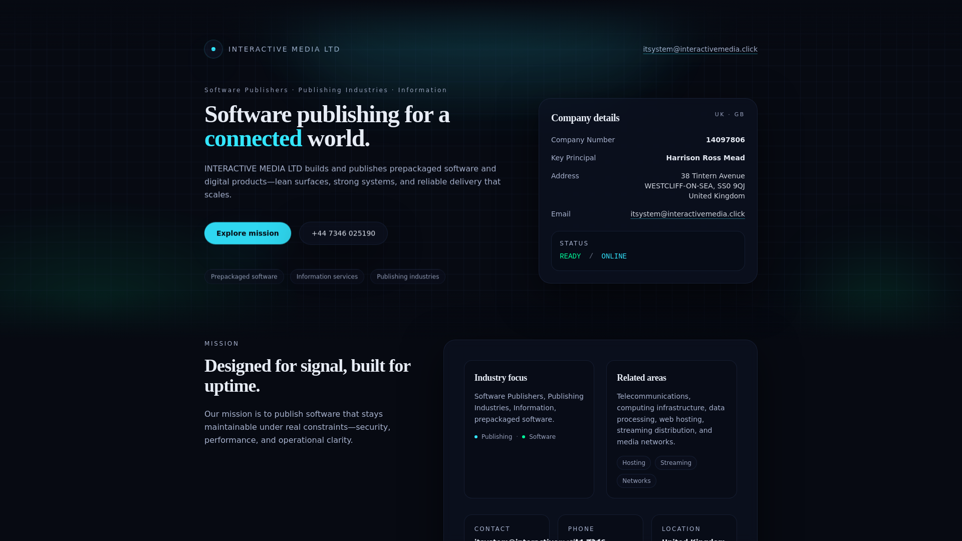 website screenshot of https://interactivemedia.click