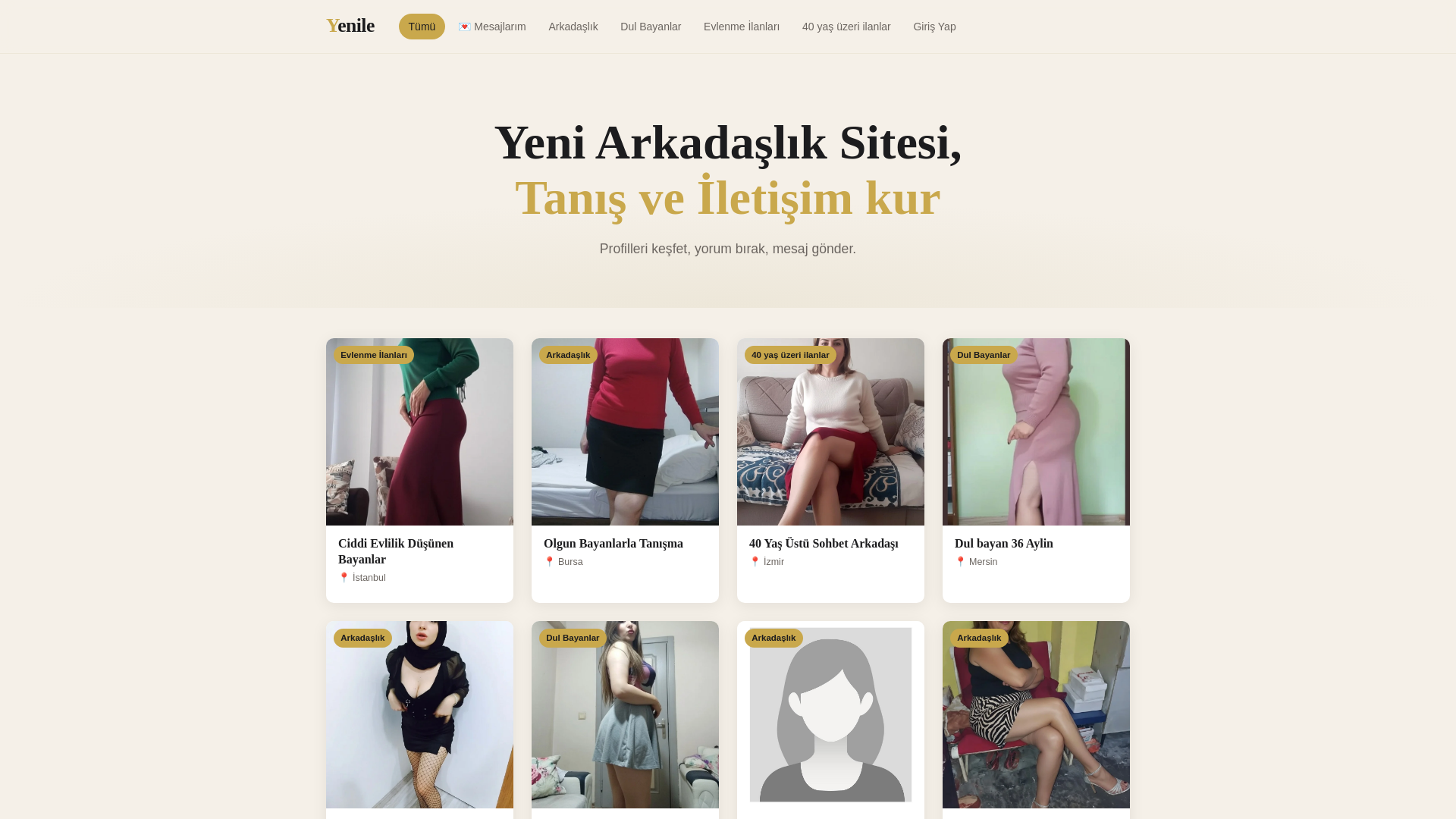 website screenshot of https://yenile.site/