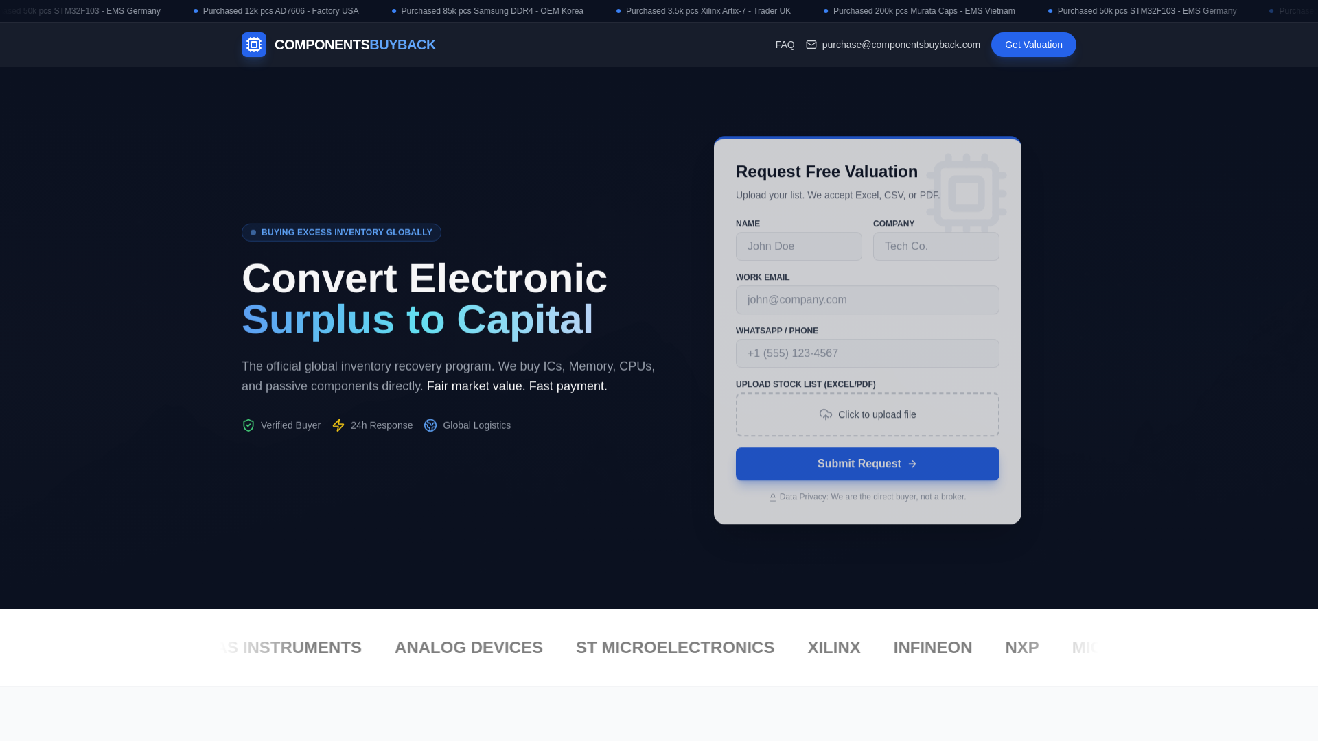 website screenshot of https://componentsbuyback.pages.dev/