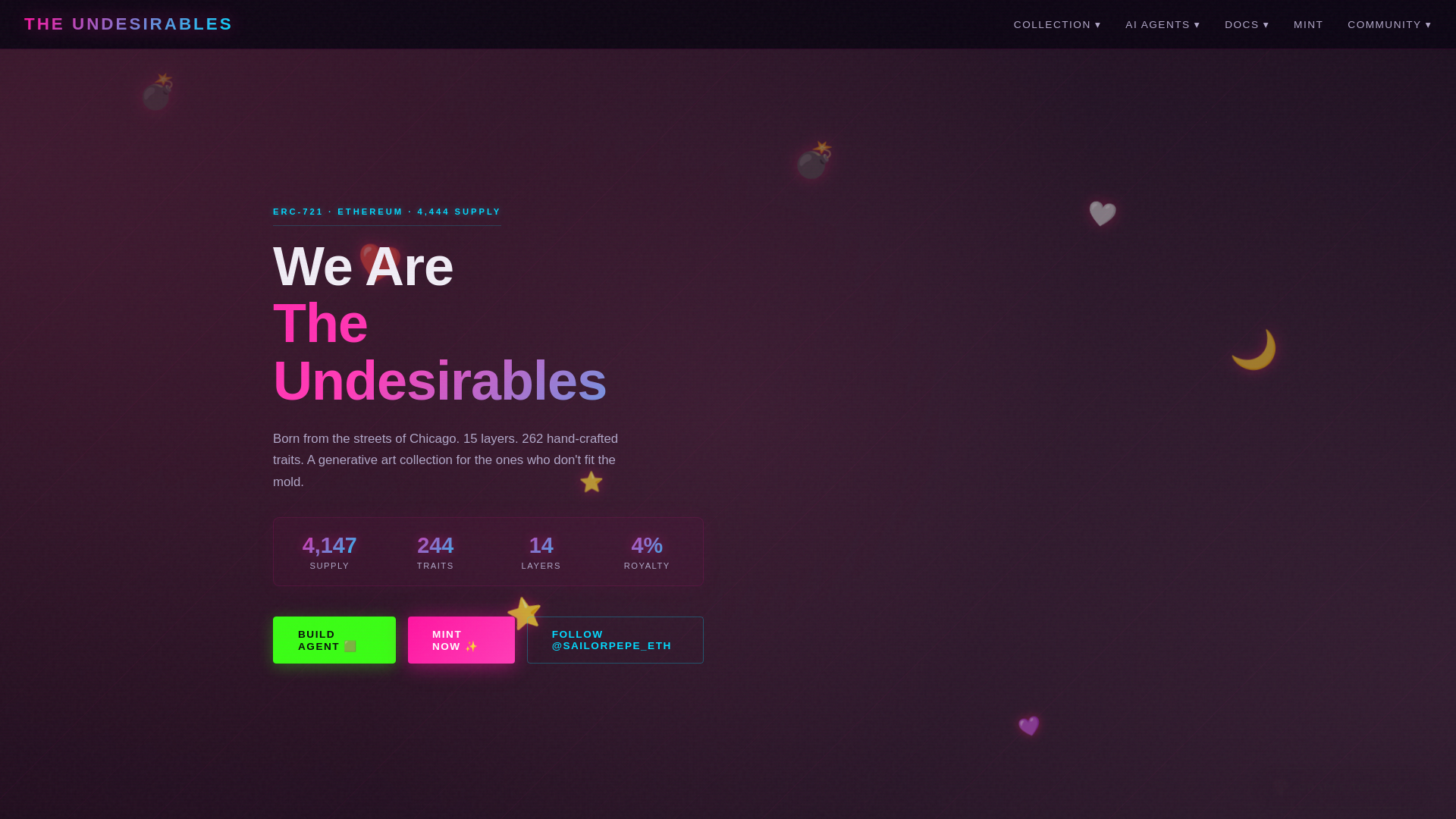 website screenshot of https://www.the-undesirables.com/