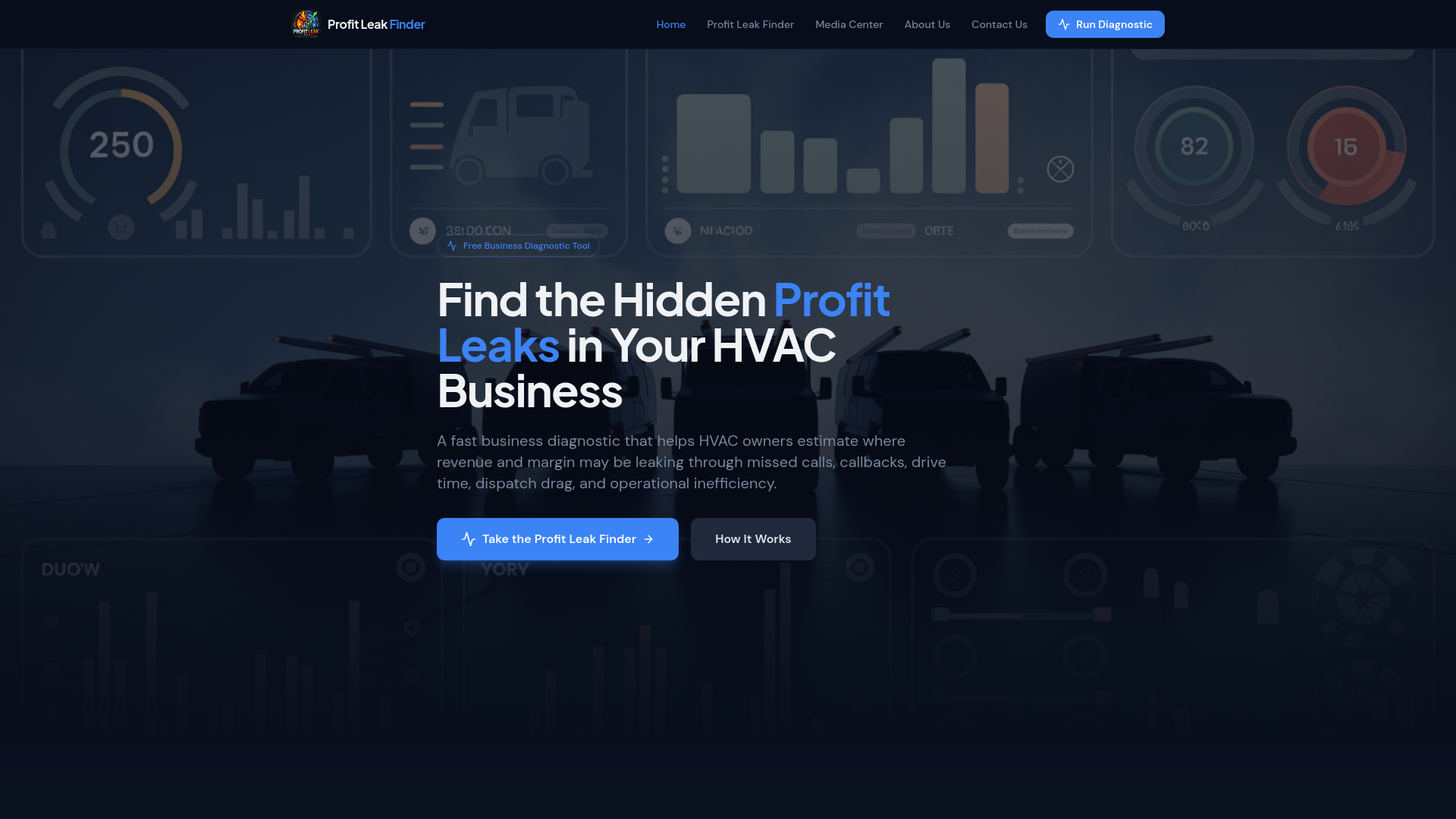 website screenshot of https://theprofitleakfinder.com/