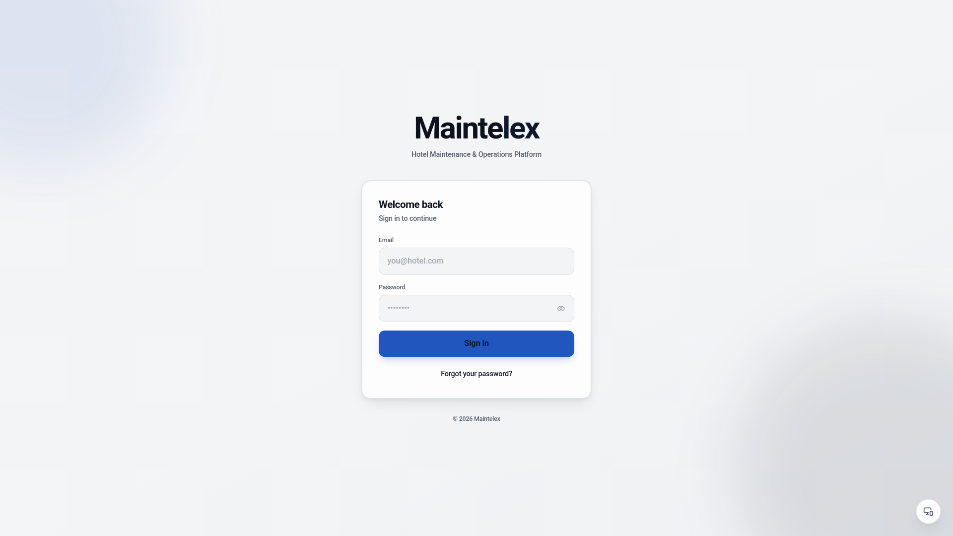 website screenshot of https://maintelex.com/