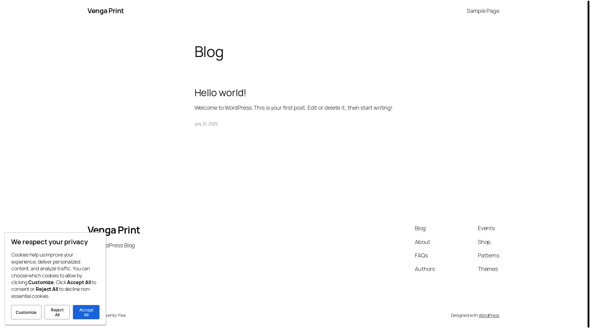 website screenshot of https://vengaprint.com/